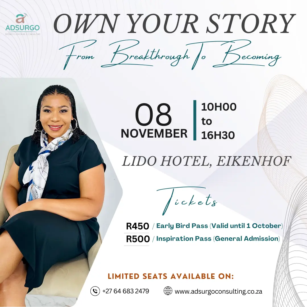 Own Your Story 2025: Inspiration Pass · Early Bird R450 until 1 Oct · Standard R500 · Refreshments included